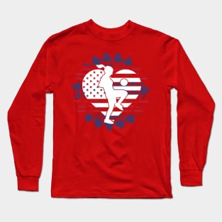 Soccer Player Girl Red White Blue Long Sleeve T-Shirt